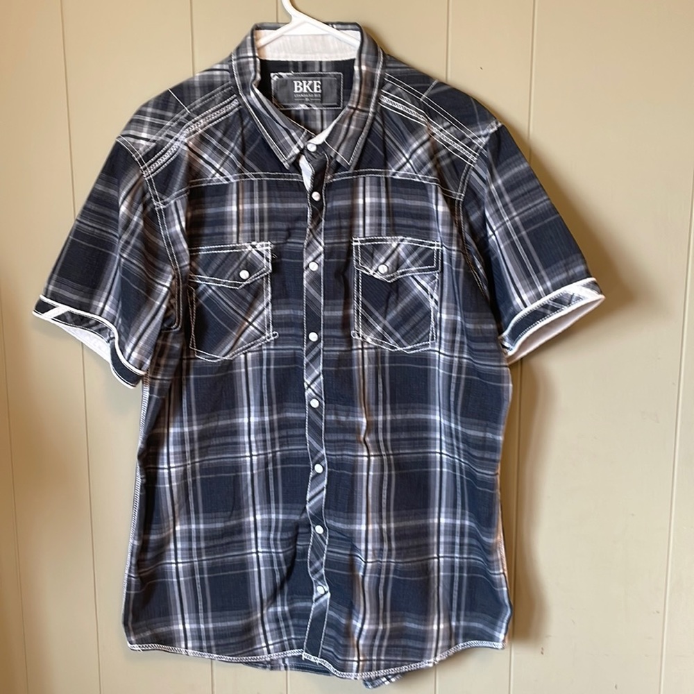 BKE Plaid Button Up Standard Fit Sz XL